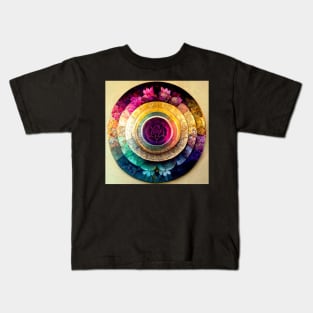 mandala, purple, pink, black, blue, green, yellow, gold, silver, white, rose Kids T-Shirt